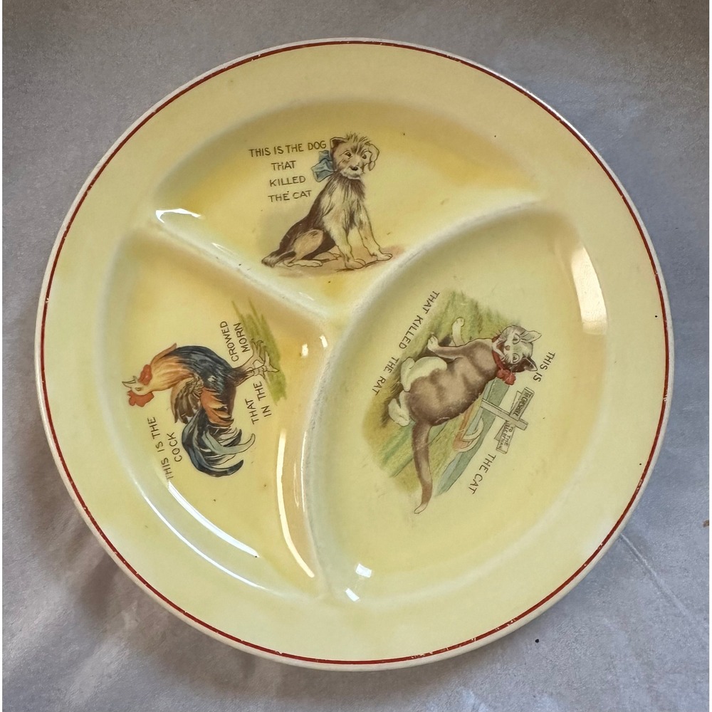 Vintage 1930's Roma, Childs Divided Baby Plate Nursery Rhyme